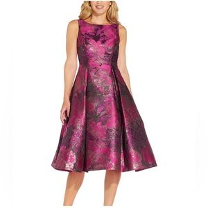 Adrianna Papell jacquard dress with gold accents.  Size 10